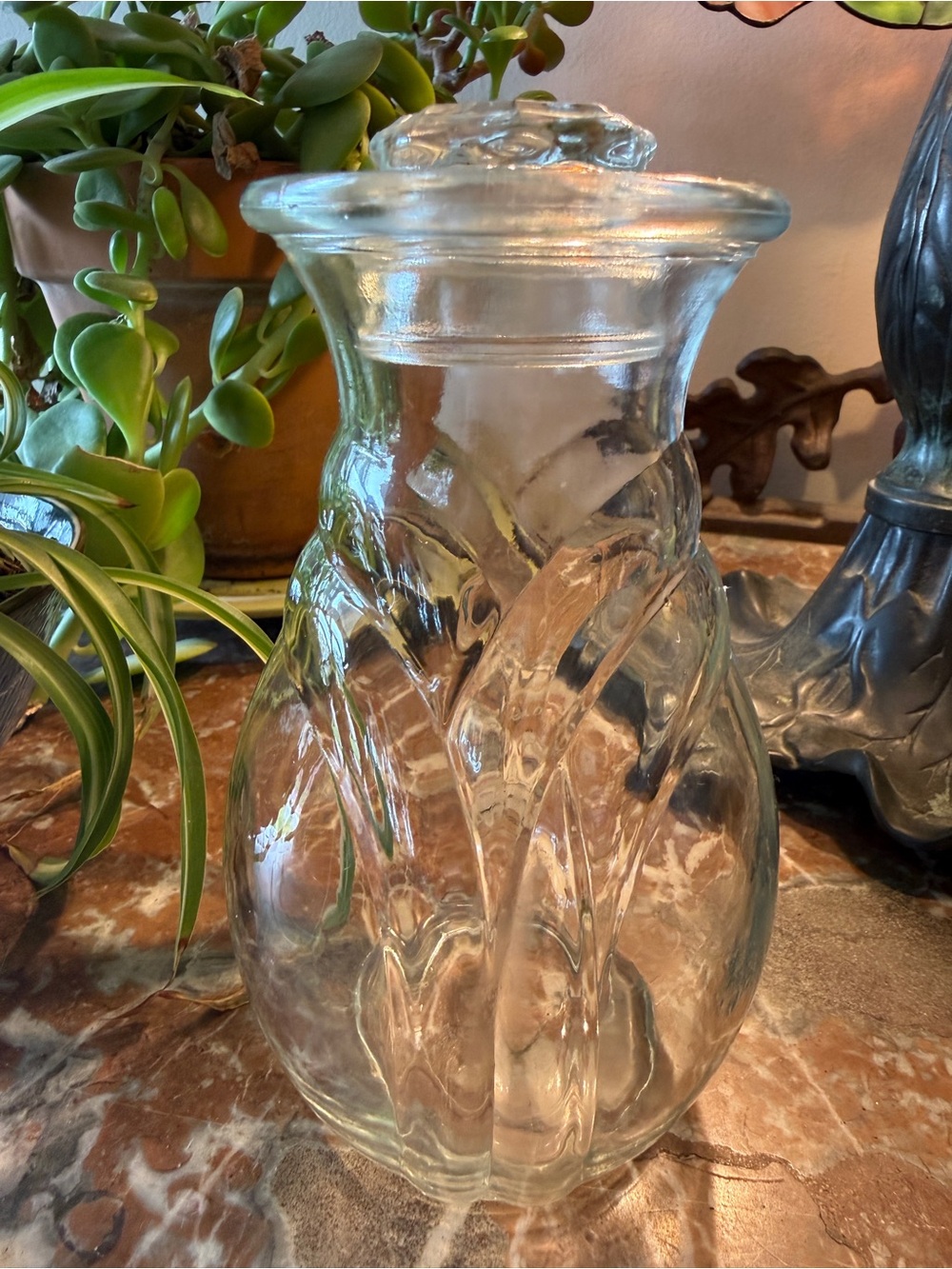 Vintage Pressed Glass Jar/Cruet with Lid